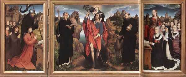 Triptych of the Family Moreel 1484 Oil Painting by (manner of) Memling, Hans