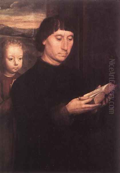 Donor (1) c. 1490 Oil Painting by (manner of) Memling, Hans