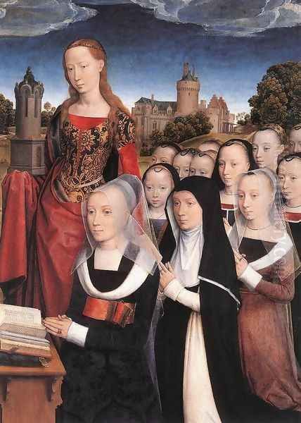 Triptych of the Family Moreel (detail) 1484 Oil Painting by (manner of) Memling, Hans