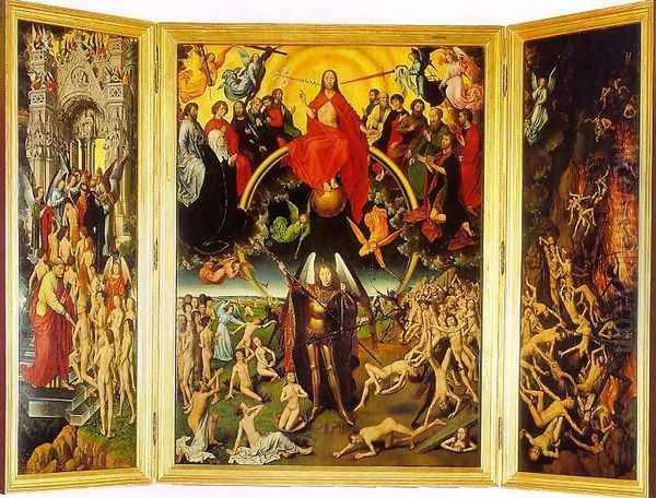 The Last Judgement Triptych Oil Painting by (manner of) Memling, Hans