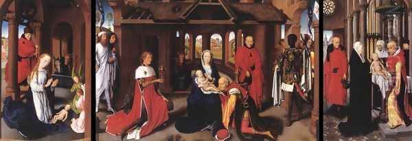 Triptych c. 1470 Oil Painting by (manner of) Memling, Hans