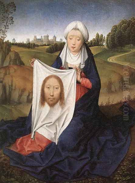 St John and Veronica Diptych (right wing) c. 1483 Oil Painting by (manner of) Memling, Hans