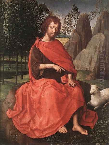 St John and Veronica Diptych (left wing) c. 1483 Oil Painting by (manner of) Memling, Hans