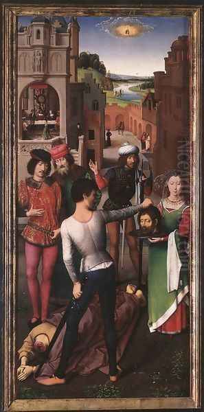 St John Altarpiece [detail: 1, left wing] Oil Painting by (manner of) Memling, Hans