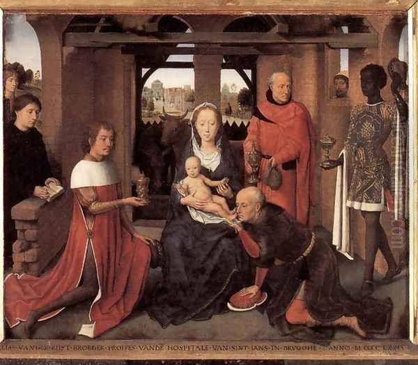 Triptych of Jan Floreins [detail: 1, central panel] Oil Painting by (manner of) Memling, Hans