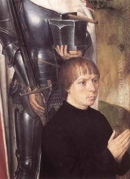Triptych of Adriaan Reins [detail: 1, left wing] Oil Painting by (manner of) Memling, Hans