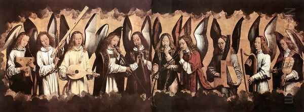 Angel Musicians Oil Painting by (manner of) Memling, Hans
