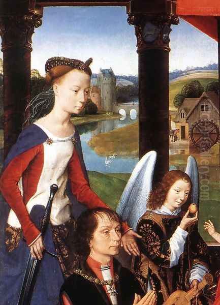 The Donne Triptych [detail: 3, central panel] Oil Painting by (manner of) Memling, Hans