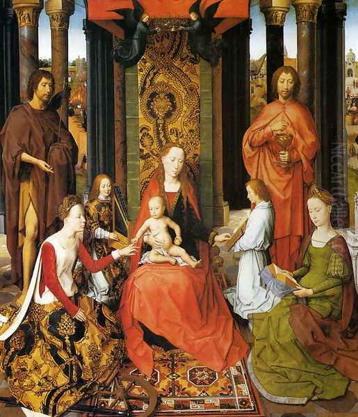 The Mystic Marriage Of St. Catherine Of Alexandria (central panel of the San Giovanni Polyptch) Oil Painting by (manner of) Memling, Hans