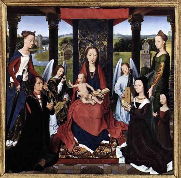 The Donne Triptych [detail: 2, central panel] Oil Painting by (manner of) Memling, Hans