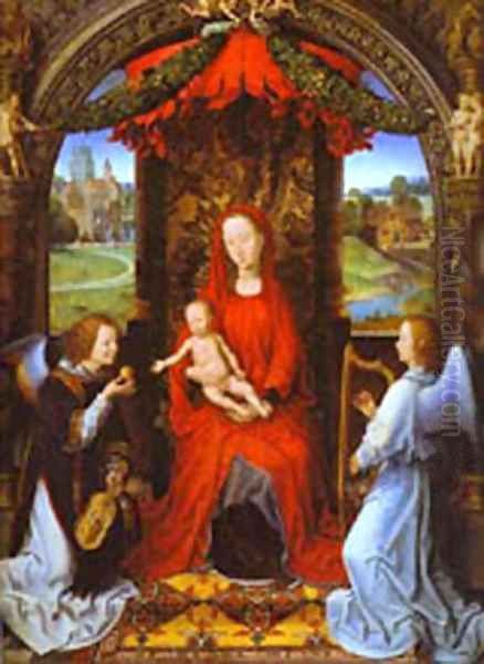 Madonna And Child With Two Angels Oil Painting by (manner of) Memling, Hans