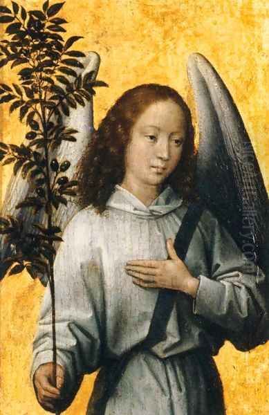 Angel with an Olive Branch, Emblem of Divine Peace Oil Painting by (manner of) Memling, Hans