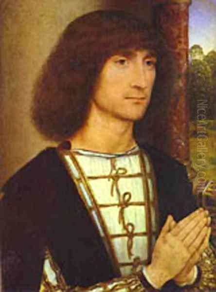 Portrait Of A Praying Man 1480-1485 Oil Painting by (manner of) Memling, Hans