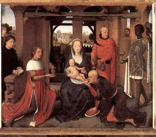Triptych of Jan Floreins (central panel) Oil Painting by (manner of) Memling, Hans