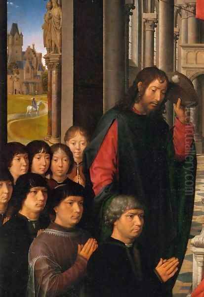 Virgin and Child with Sts James and Dominic (detail) Oil Painting by (manner of) Memling, Hans