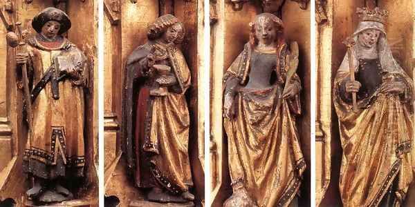 St Ursula Shrine Figures Oil Painting by (manner of) Memling, Hans
