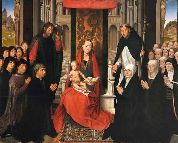 Virgin and Child with Sts James and Dominic Oil Painting by (manner of) Memling, Hans