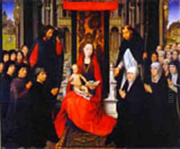 The Virgin And Child Between St James And St Dominic Presenting The Donors And Their Families Known As The Virgin Of Jacques Floreins Oil Painting by (manner of) Memling, Hans