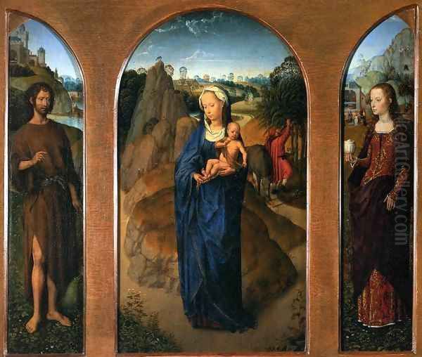 Triptych of the Rest on the Flight into Egypt Oil Painting by (manner of) Memling, Hans