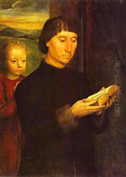 Portrait Of A Reading Man 1485 Oil Painting by (manner of) Memling, Hans