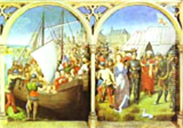 The Martyrdom Of St Ursulas Companions And The Martyrdom Of St Ursula From The Shrine Of St Ursula Consecrated In 1489 Oil Painting by (manner of) Memling, Hans