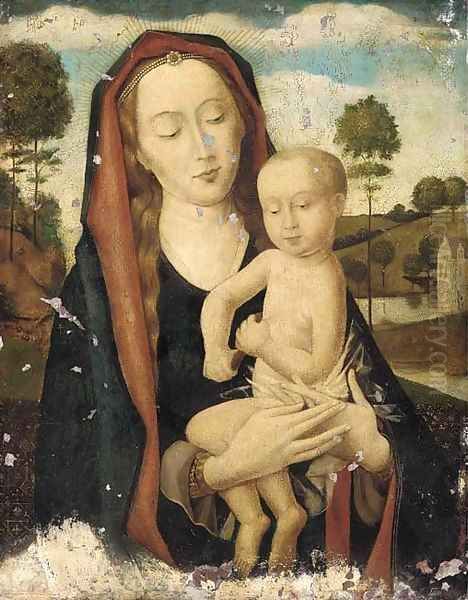 The Virgin and Child in a landscape Oil Painting by (manner of) Memling, Hans