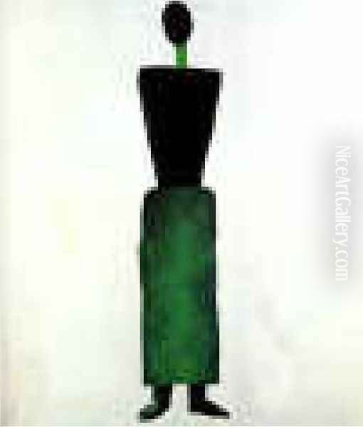 Suprematism Female Figure Oil Painting by Kazimir Severinovich Malevich