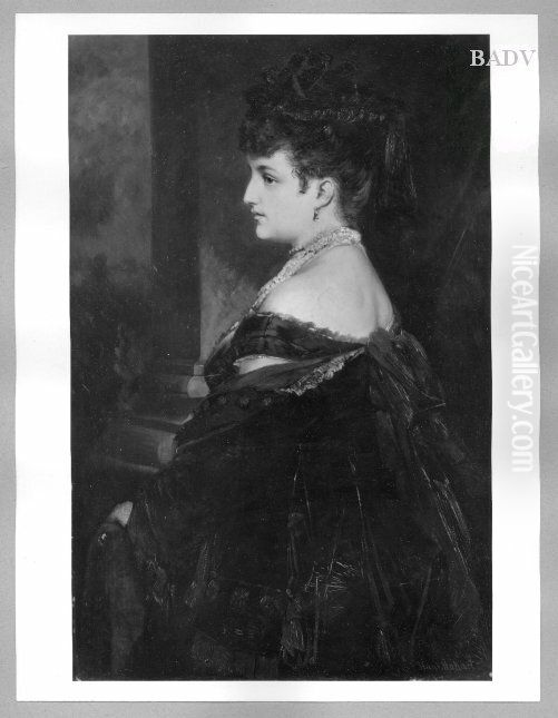 Portrait Of A Lady Oil Painting by Hans Makart