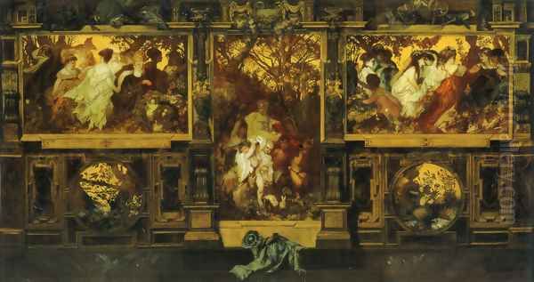 Moderne Amoretten (Modern Cupids) Oil Painting by Hans Makart