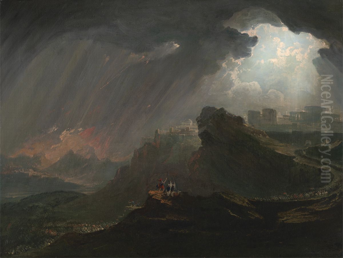 Joshua Commanding the Sun to Stand Still Oil Painting by John Martin