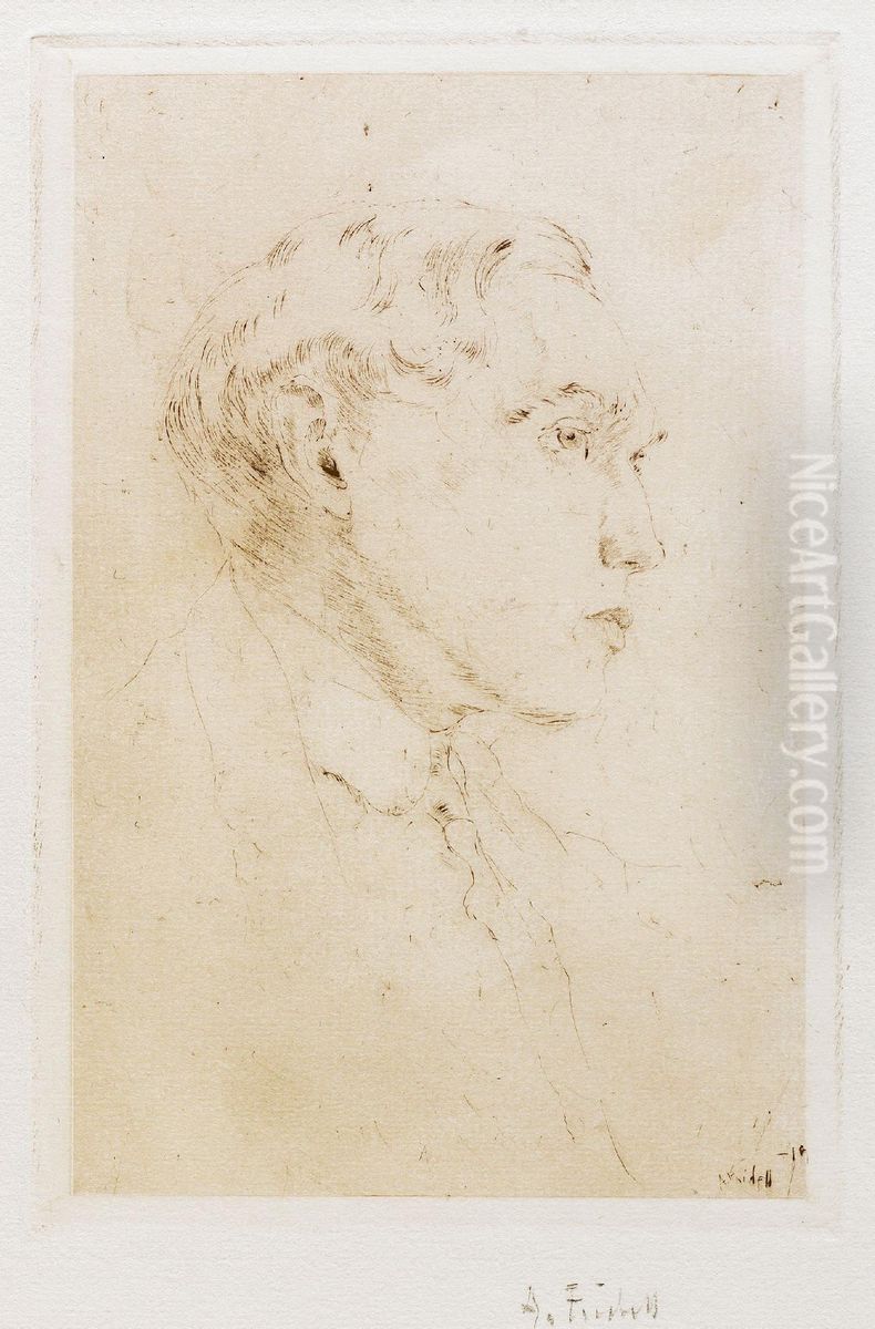 Konstnaren Gunnar Svensson Ii Oil Painting by Axel Fridell