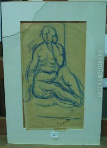 Nu Assis Oil Painting by Emile-Othon Friesz