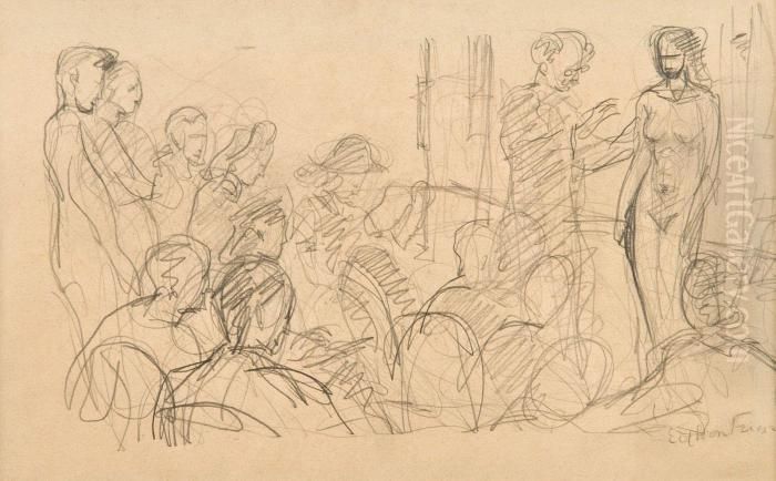 A L'academie - Maternite (allegorie) Oil Painting by Emile-Othon Friesz