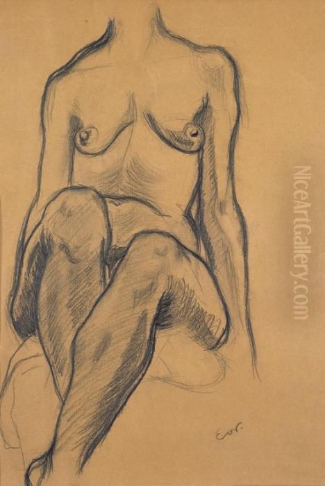 Nu Assis Oil Painting by Emile-Othon Friesz