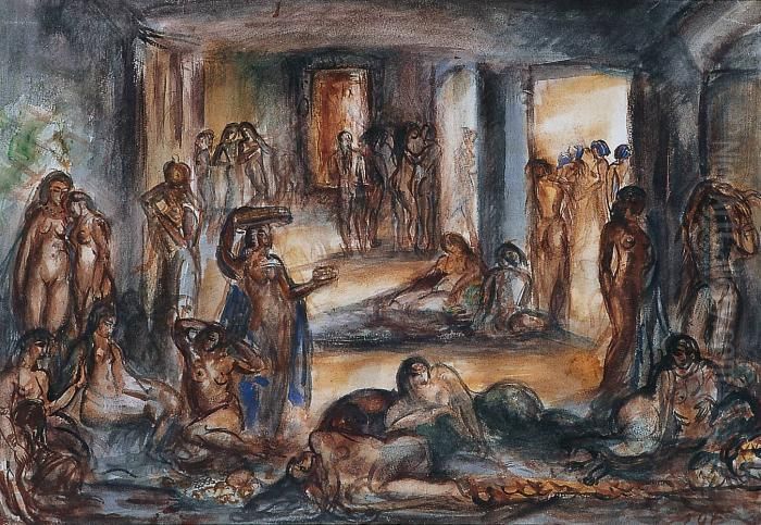 Femmes Orientales Aux Bains Oil Painting by Emile-Othon Friesz