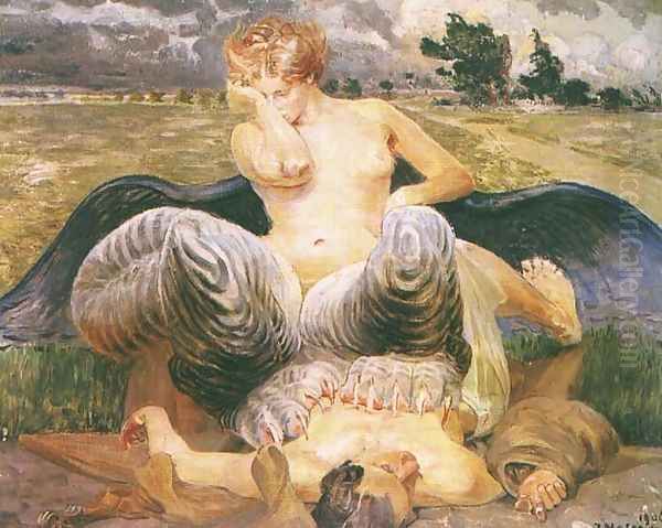 Artist and Chimera Oil Painting by Jacek Malczewski