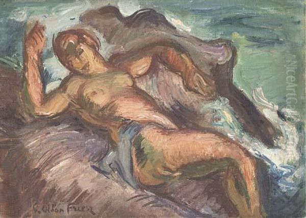 Baigneuse Au Rocher Oil Painting by Emile-Othon Friesz
