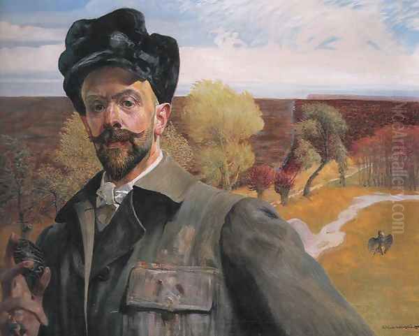 Self-Portrait with an Easter Egg Oil Painting by Jacek Malczewski