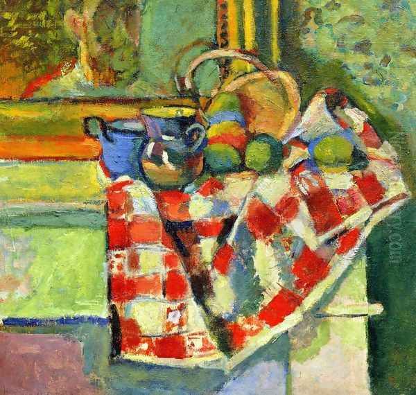 Still Life, Checked Tablecloth Oil Painting by Henri Matisse