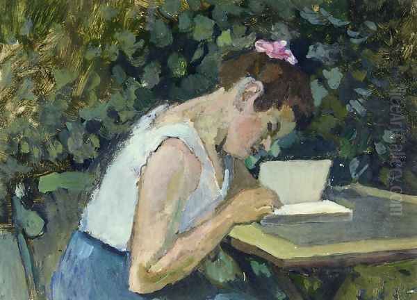 Woman Reading in a Garden Oil Painting by Henri Matisse