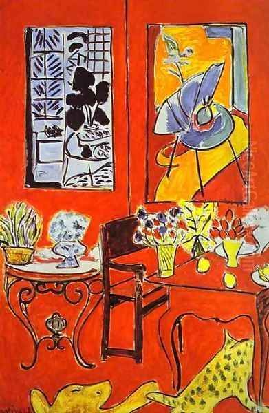 Large Red Interior Oil Painting by Henri Matisse