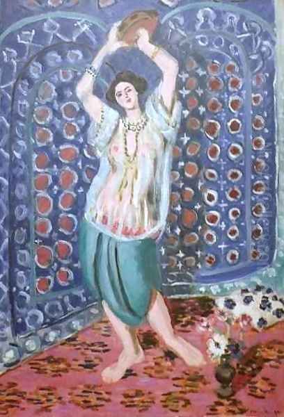 Odalisque with Tambourine Harmony in Blue Oil Painting by Henri Matisse