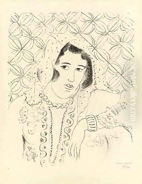 Figure devant Tapa africain Oil Painting by Henri Matisse