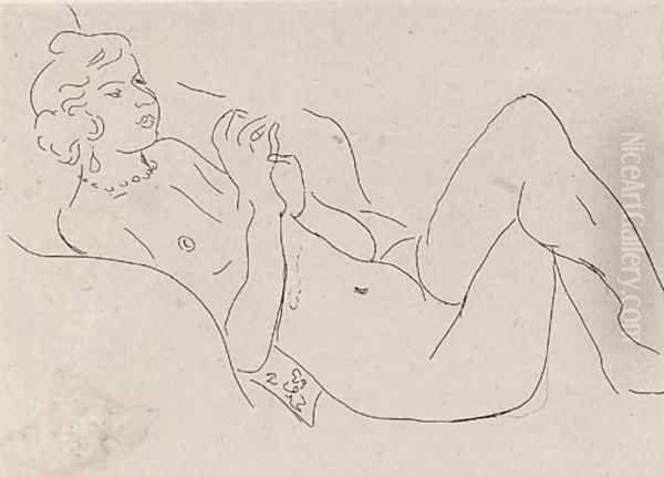Nu allonge, les Jambes repliees, avec un Collier Oil Painting by Henri Matisse
