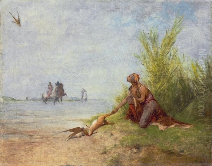 Falconers Oil Painting by Eugene Fromentin