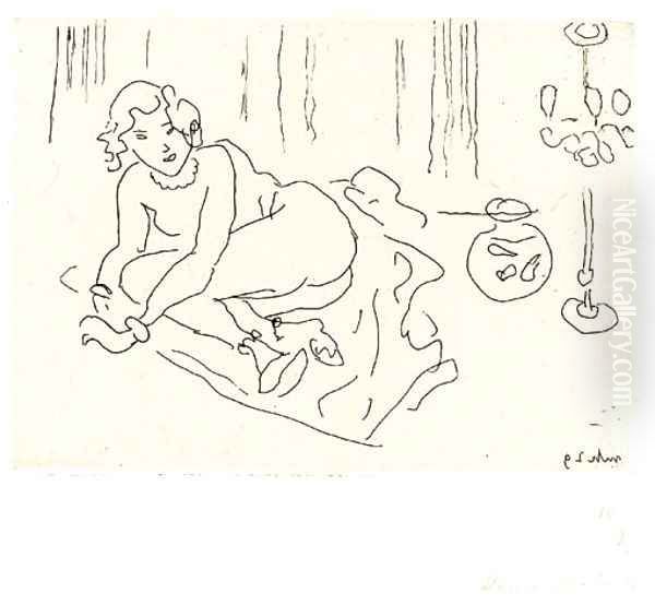 Nu couche a la Lampe venitienne Oil Painting by Henri Matisse