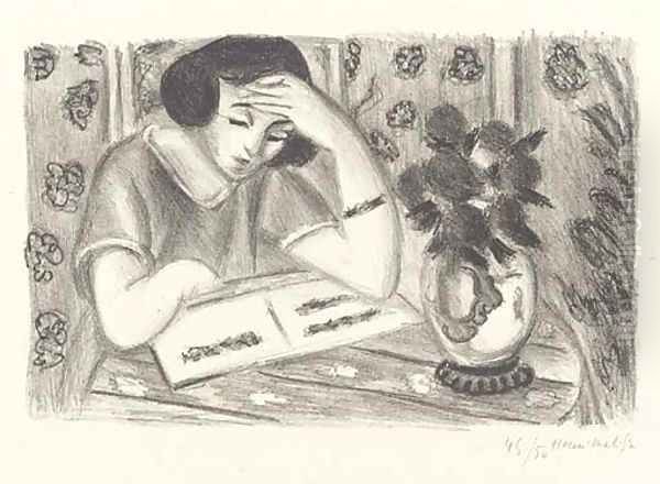 Liseuse au Bouquet de Roses Oil Painting by Henri Matisse