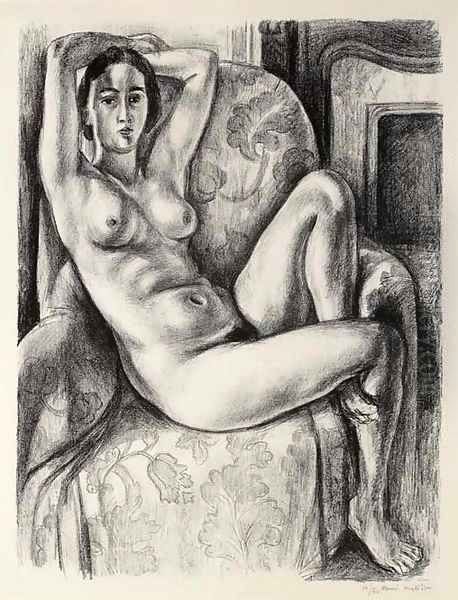 Nu au Coussin bleu à cote d'une Cheminee Oil Painting by Henri Matisse