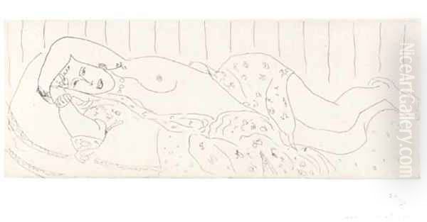 Nu couche, drape dans une etoffe fleurie Oil Painting by Henri Matisse