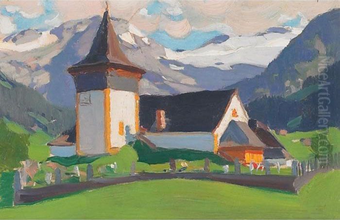 Laueuen, Switzerland Oil Painting by Clarence Alphonse Gagnon